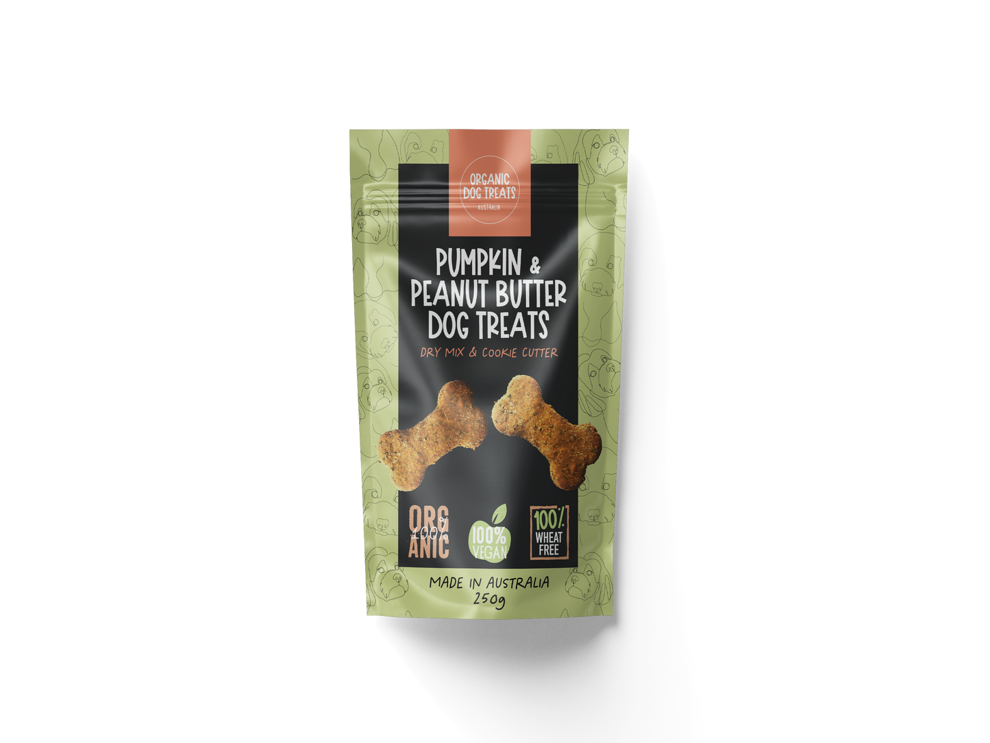 Organic Pumpkin & Peanut Butter Dog Treat Packet Mix & Cookie Cutter - Make at Home Kit